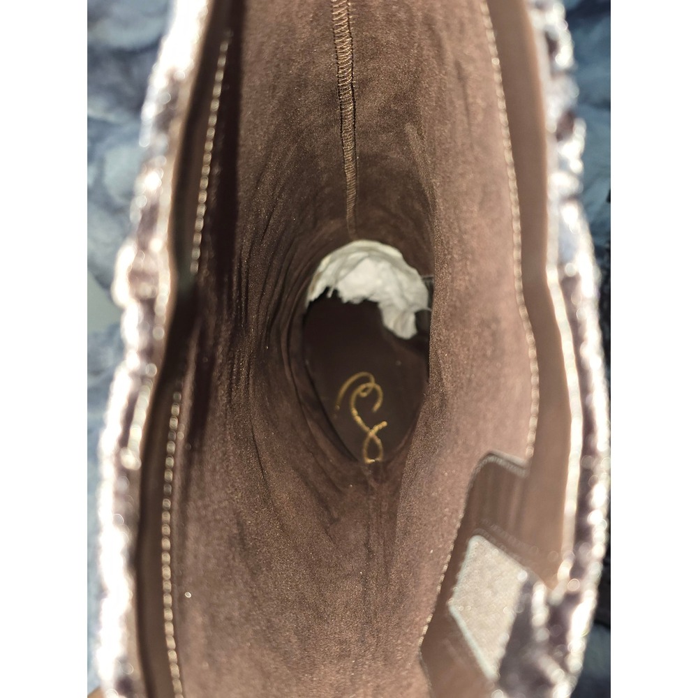 NWB Sam Edelman Issabel Coffee Crushed Velvet Square Toe Block Heel Boots SZ 9.5 - Picture 4 of 8